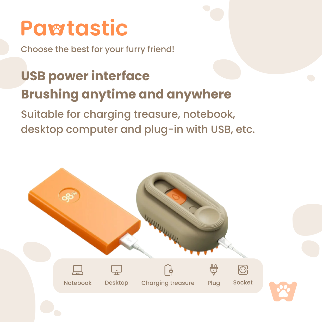 Pawtastic™ 3-in-1 Electric Pet Grooming Brush