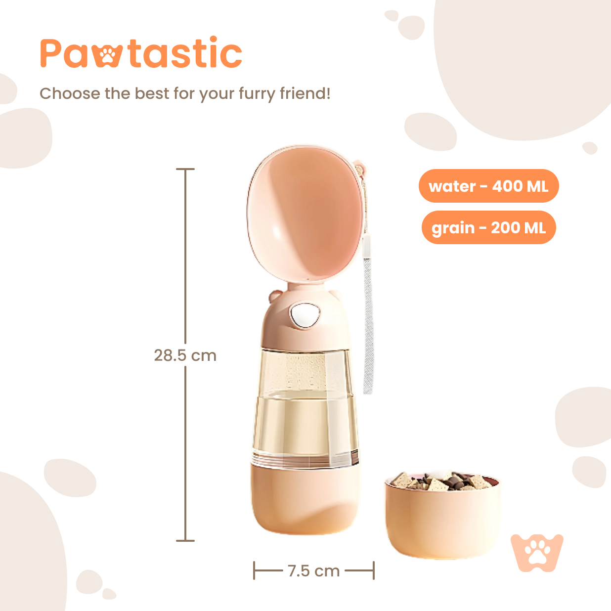 Pawtastic™ PawHydrate 2-in-1 Travel Bottle