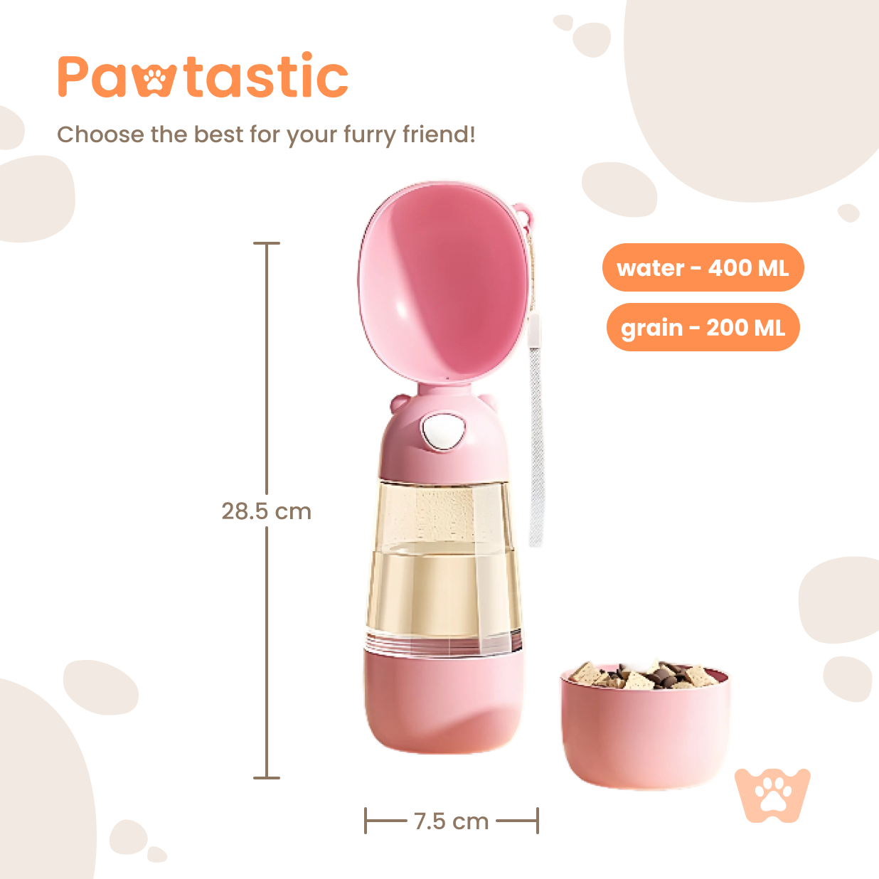 Pawtastic™ PawHydrate 2-in-1 Travel Bottle