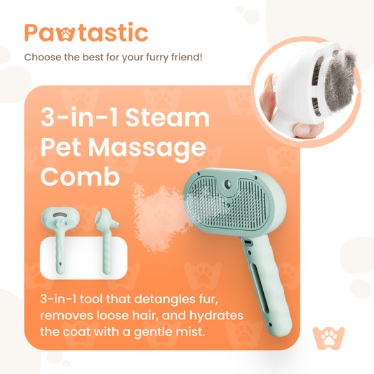 Pawtastic™ 3-in-1 Steam Pet Massage Comb
