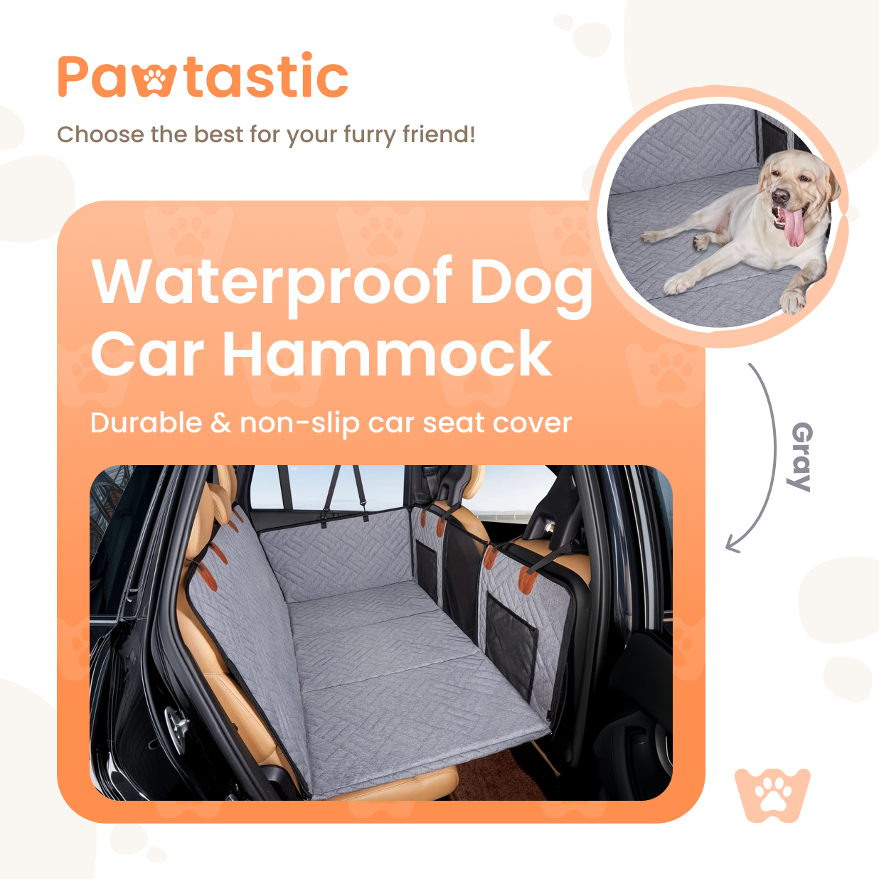 Pawtastic™ Waterproof Dog Car Hammock – Durable & Non-Slip Car Seat Cover