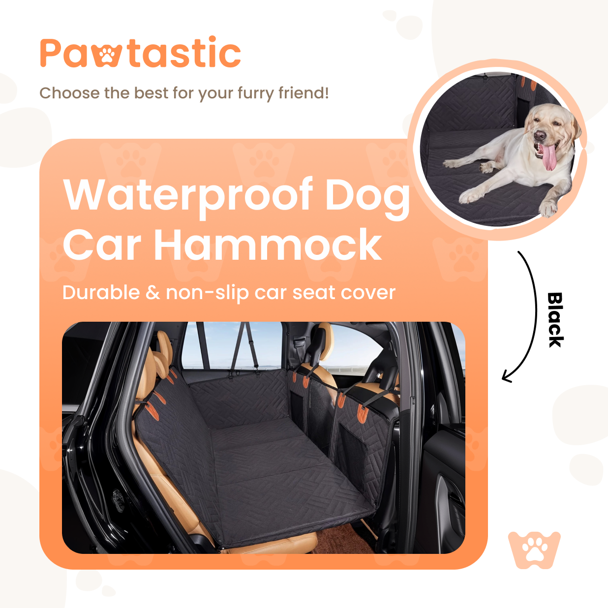Pawtastic™ Waterproof Dog Car Hammock – Durable & Non-Slip Car Seat Cover