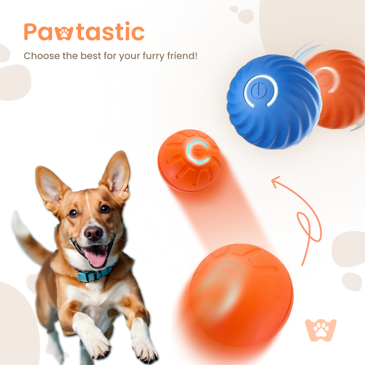 Pawtastic™ Smart Interactive Pet Ball – USB Rechargeable & Auto-Moving Toy
