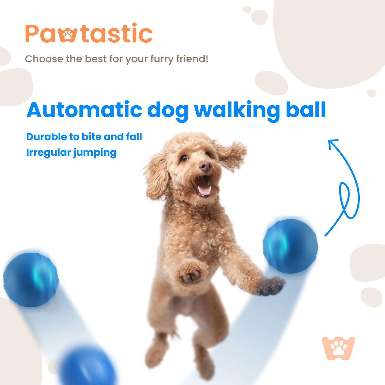 Pawtastic™ Smart Interactive Pet Ball – USB Rechargeable & Auto-Moving Toy