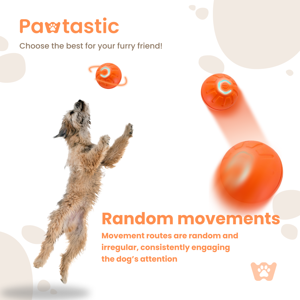 Pawtastic™ Smart Interactive Pet Ball – USB Rechargeable & Auto-Moving Toy