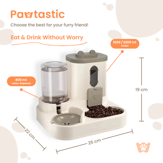 Pawtastic™ Gravity-Flow Cat Feeder &amp; Water Dispenser
