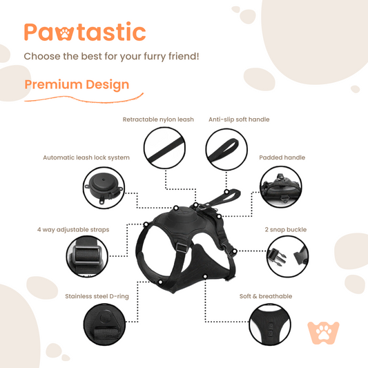 Pawtastic™ All-in-One Dog Harness with Integrated Retractable Leash