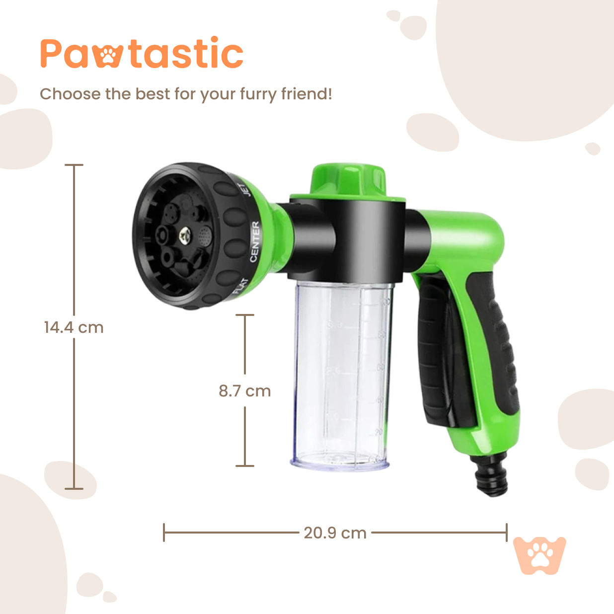 Pawtastic™ 8-in-1 Dog Shower Sprayer & Pet Cleaning Nozzle with Soap Dispenser